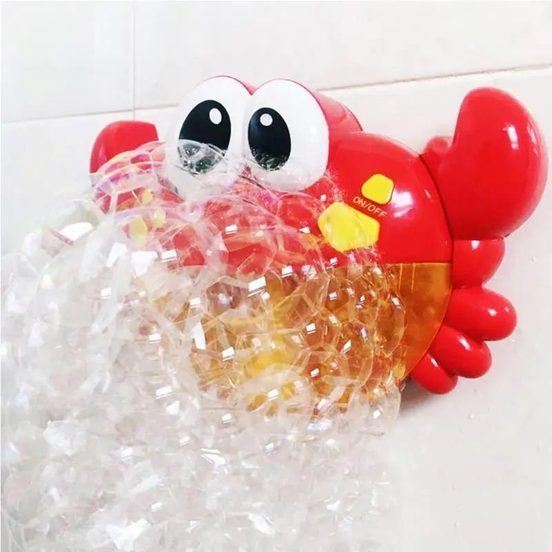 

Red Plastic Crab Pattern Bubble Machine Pleasant Music Bubble Maker Baby Children Bath Shower Bathroom Fun Toys 30