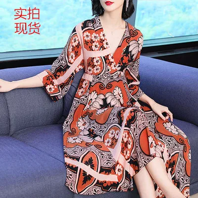 

2019 Free Shipping Fashion Spring Summer New Dress Female Mulberry Silk Dress Women Work Wear Clothes Slim Sexy