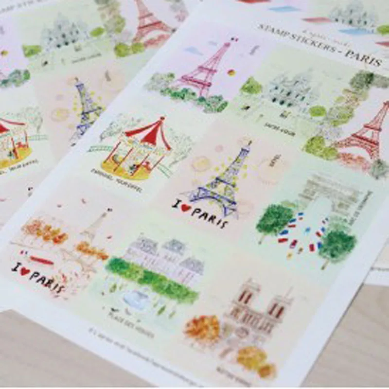 

3sheets Paris London Royal w57 Stamp Scrapbooking for Fashion Notebook f16 Diary Masking 10.5x15cm Decorative Sticker