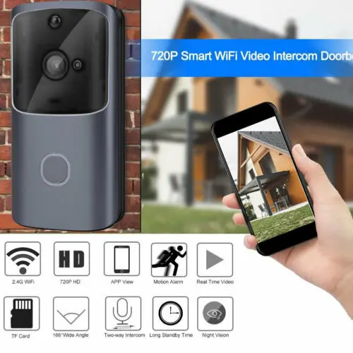 

Smart Video Wireless WiFi Door Bell IR Visual Camera Record Security System Kit