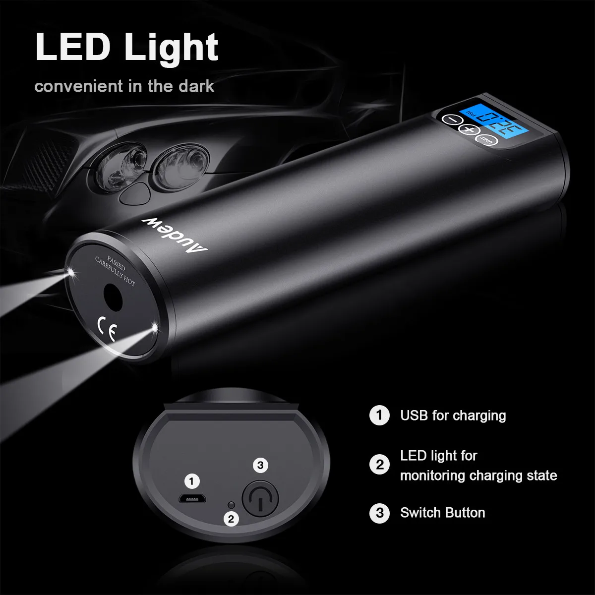 LCD Motorcycle Electric Air Compressor Inflatable Pump Tire Tyre Inflator 150PSI