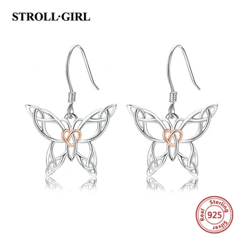 

Strollgirl 925 sterling silver earrings lovely hollow butterfly drop earrings original diy fashion jewelry making for women gift