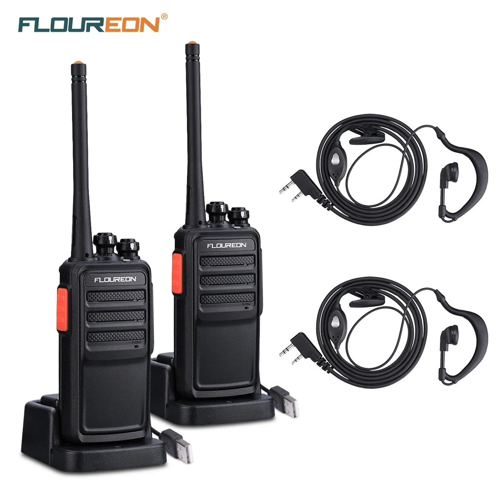 2 шт. Floureon A5 16 канальный Walkie Talkie PMR 446 МГц без лицензии двухстороннее радио перезаряжаемый светодиодный светильник мобильное радио с европейской вилкой