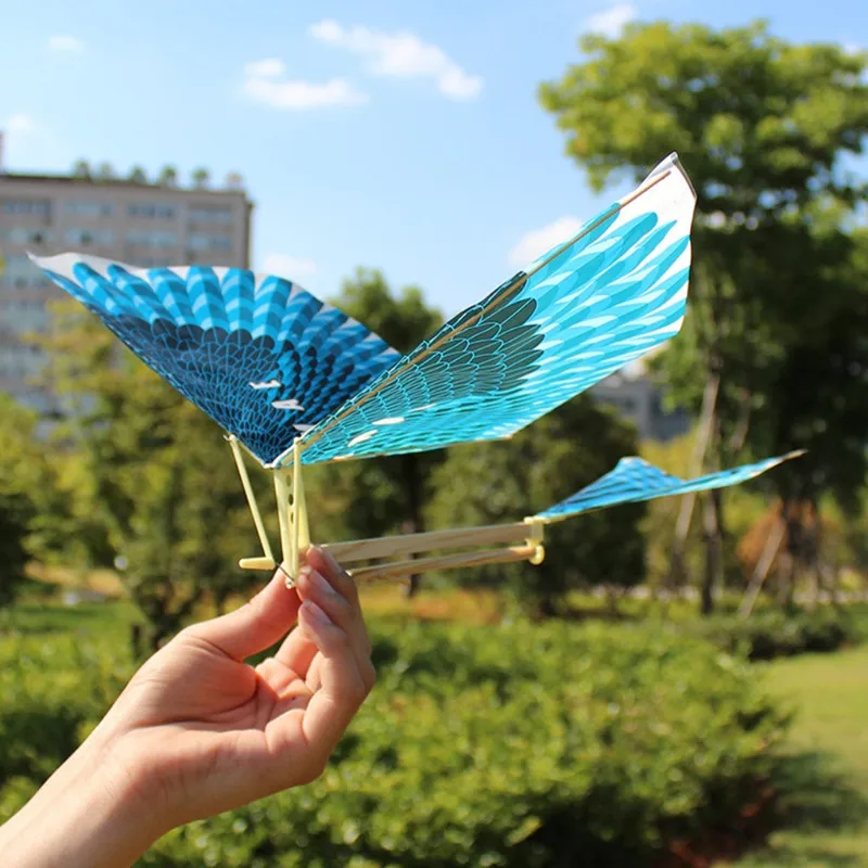 10Pcs Outdoor Fun Kite Elastic Rubber Band Powered Flying Birds Kite PVC 32.5*46*6cm Big Size