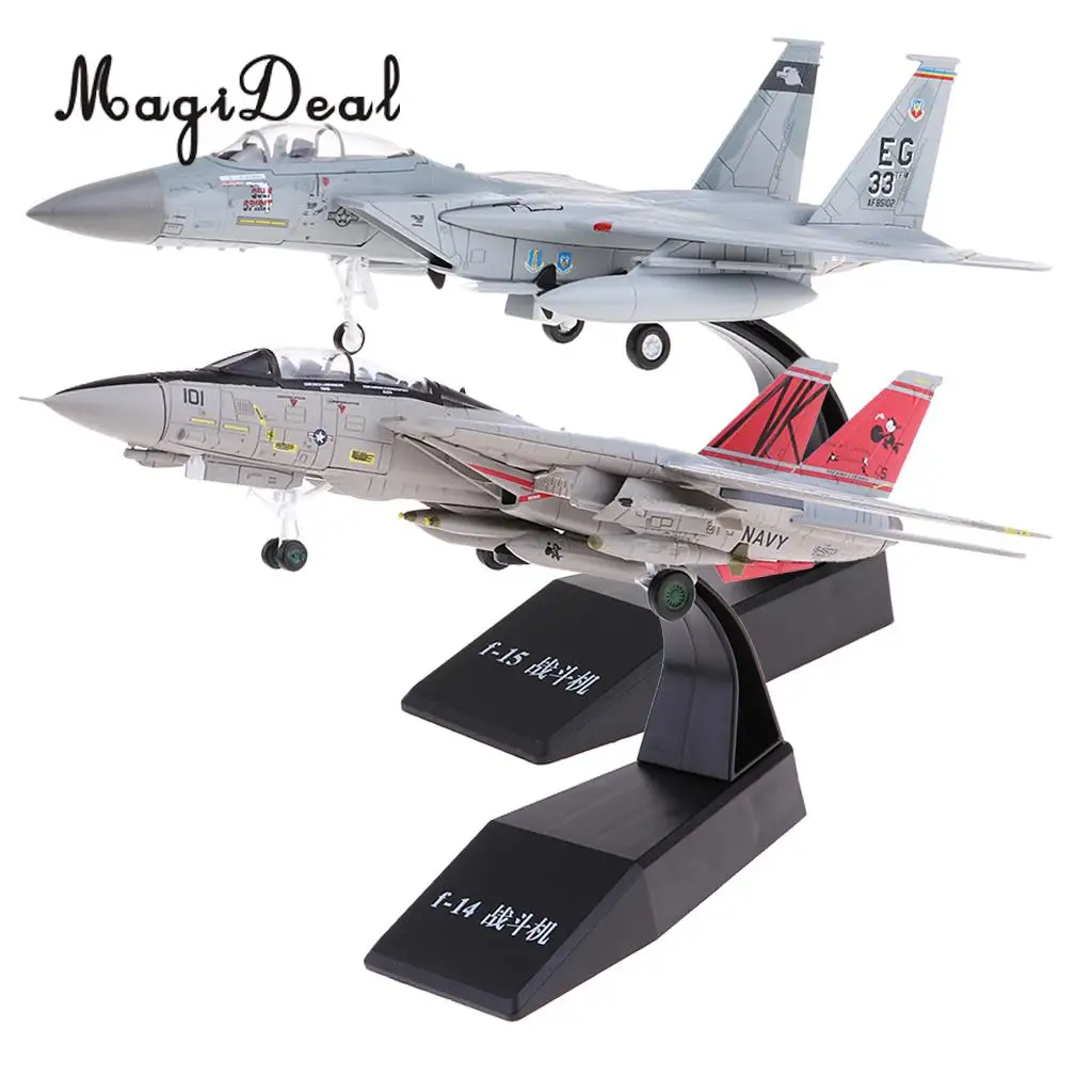 

2pcs 1:100 Scale Alloy US F14 & F15 Airplane Aircraft Fighter Toy Model Diecast Plane Model Toy Home Decoration Gift