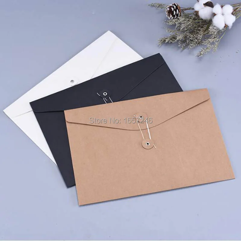 

50pcs/lot A4 kraft Paper Bags Blank Buckle File Bag 230x320mm Brown Kraft Paper Document Bag A4 Paper File Bags Envelope Case