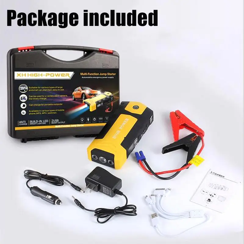 

Built in Smart Clip Multifunction Jump Starter 2USB 12V Portable Car Battery Booster Charger Booster Power Bank Starting Device