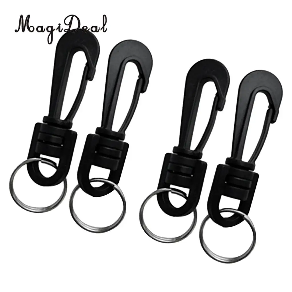 

4 Pieces Plastic Swivel Snap Hooks Split Rings Keychain Clip Scuba Dive Gear Torch Compass Hanger Key Holder