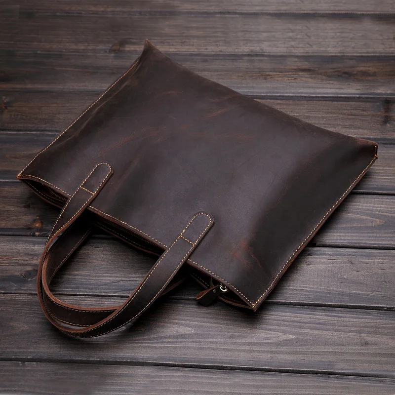 

New Genuine Leather Men Totes Large Capacity Casual Vintage Men Handbgs Luxury Designer Shoulder Bags Male Big Bags For Men