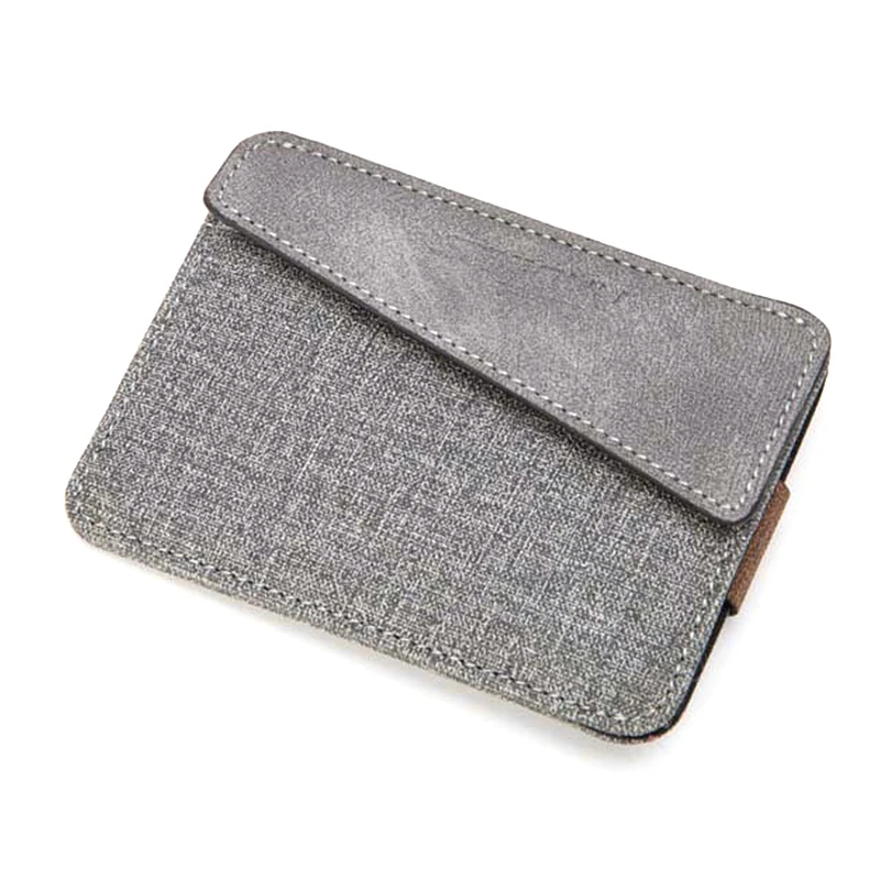

Hasp Men's Wallets Card Holder Short Ultra Thin Wallet Linen PU Leather Card Holders Male Wallet with Purse Pouch