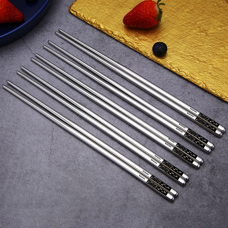 1 Pair Stainless Steel dining table Colorful Length Chopsticks Dishware kitchenChopsticks