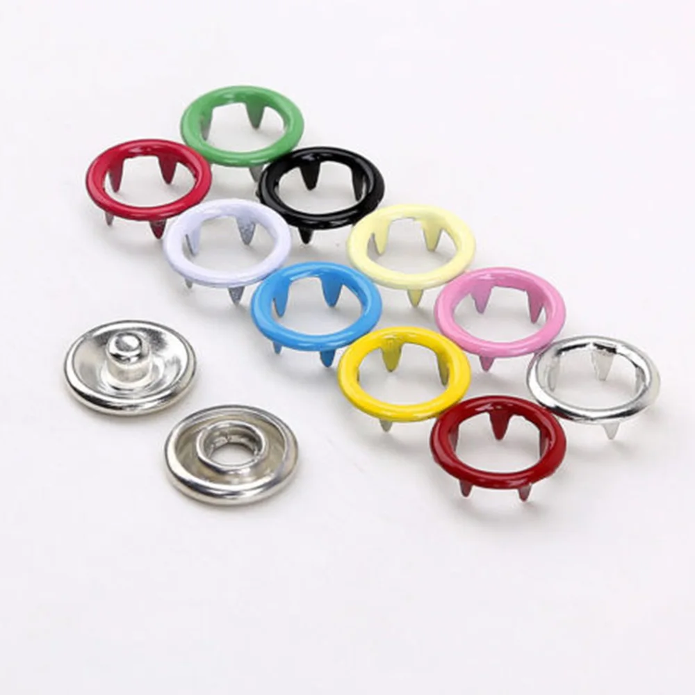 100/150Sets 9.5mm DIY Apparel Sewing Buttons Prong Ring Snap Fasteners