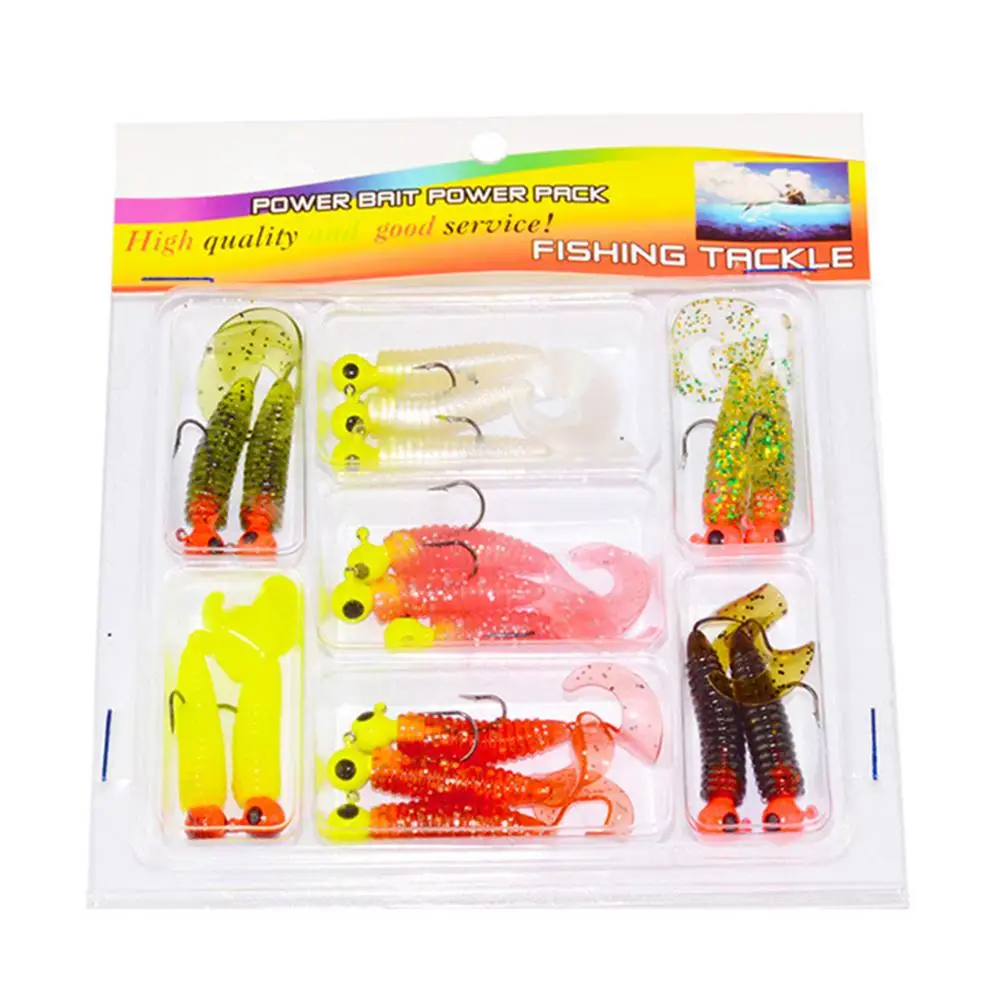 

17PCS Fishing Lure Screw Curly Tail Soft Grub 45 Mm Wobbler Jigging Capuchin Maggot Fishing Silicone Bait Fishing Gear Supplies