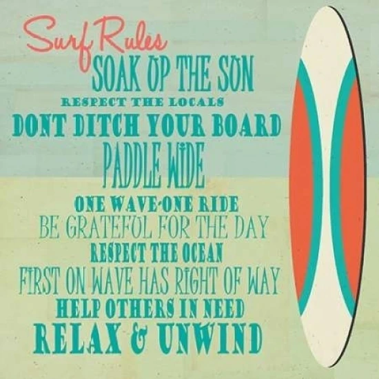 Surf Rules Poster Print by Shanni Welsh (12 x 12) | Дом и сад