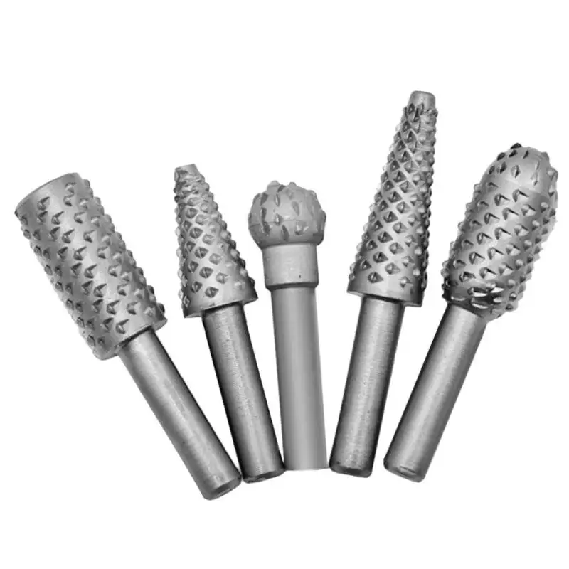 5pcs/set Grinding Bits Steel Embossing Rotary Burrs Rasp File Wood