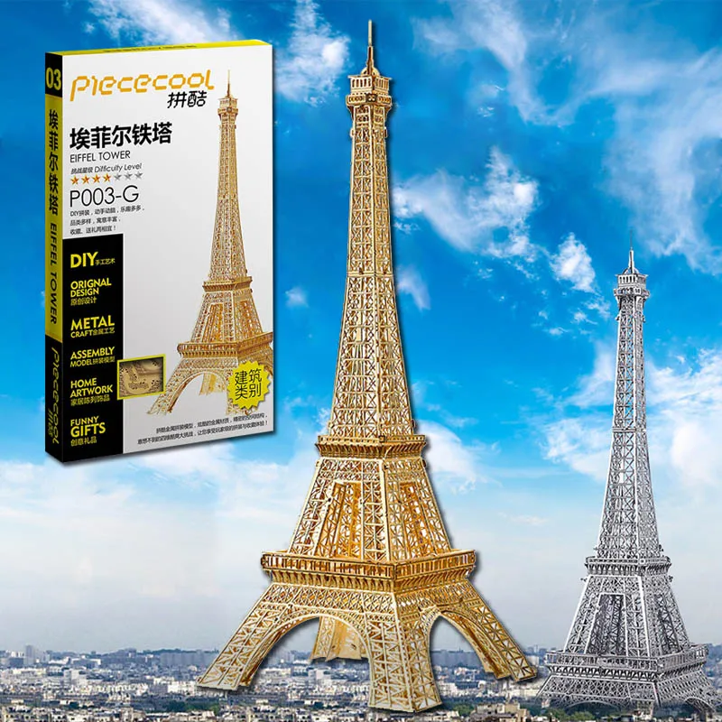 

Piececool 3D Metal Puzzle Toy DIY Eiffel Tower Building Model Valentine's Day Romantic Gift Home Decoration Toys For Children