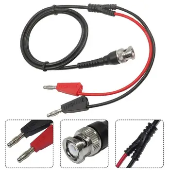 

120CM BNC Q9 To Dual 4mm Stackable Banana Plug with Socket Test Leads Probe Cable