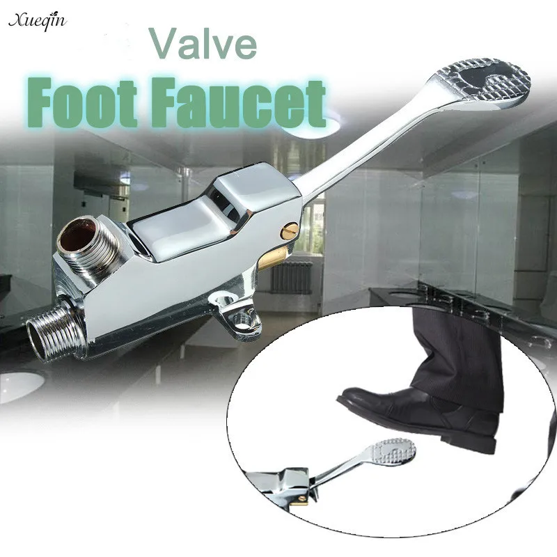 

Xueqin Switch Control Foot Pedal Valve Copper Bathroom Basin Faucet Single Cold Tap Hospital Hotel Pedal Water Faucet