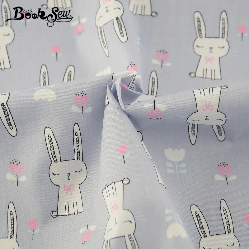 

Booksew Baby Fabric Dye 100% Cotton Printed Rabbit Type Tissus Au Metre Twill Textile Telas DIY Material Patchwork Sewing Tilda