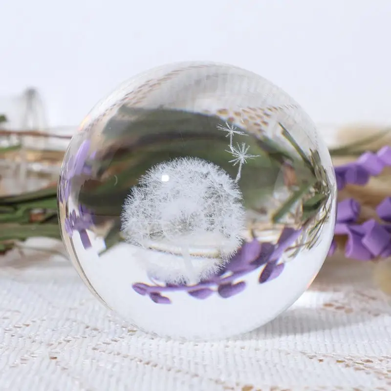 

Modern Ornament Crystal Dandelion Glass Ball Sphere Febgshui Home Craft Travel Take Pictures Home Decorative Balls Gift