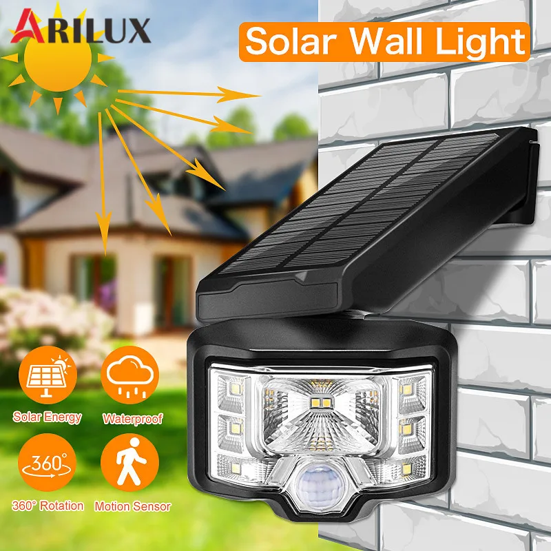 

ARILUX Solar Light 8 LED PIR Motion Sensor Wall Light with Wide Angle 2 Modes Waterproof Outdoor Security Street Lamp