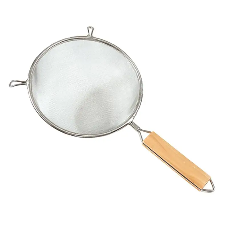 1 Pc Wooden Handle Mesh Stainless Steel Basket Skimmer Strainer Ladle
