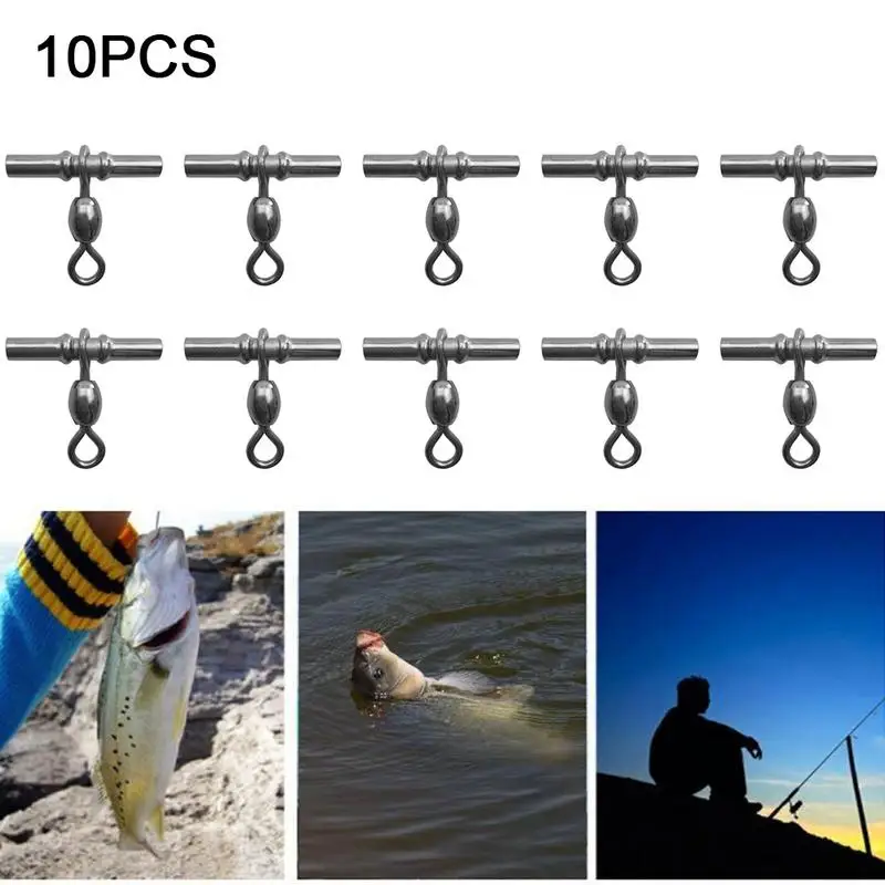 

10pcs Fishing Crimp Swivel Cross-line Crane Swivel Tackle Connector High-quality Material Corrosion Resistant Fishing Swivel