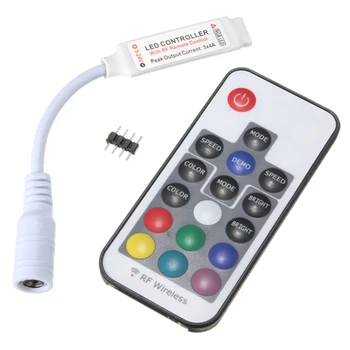 

CLAITE Mini Led RGB 17 Keys DC 5V-24V RF Wireless Remote LED Controller for SMD 3528 5050 RGB LED Strip Light Tape Lighting