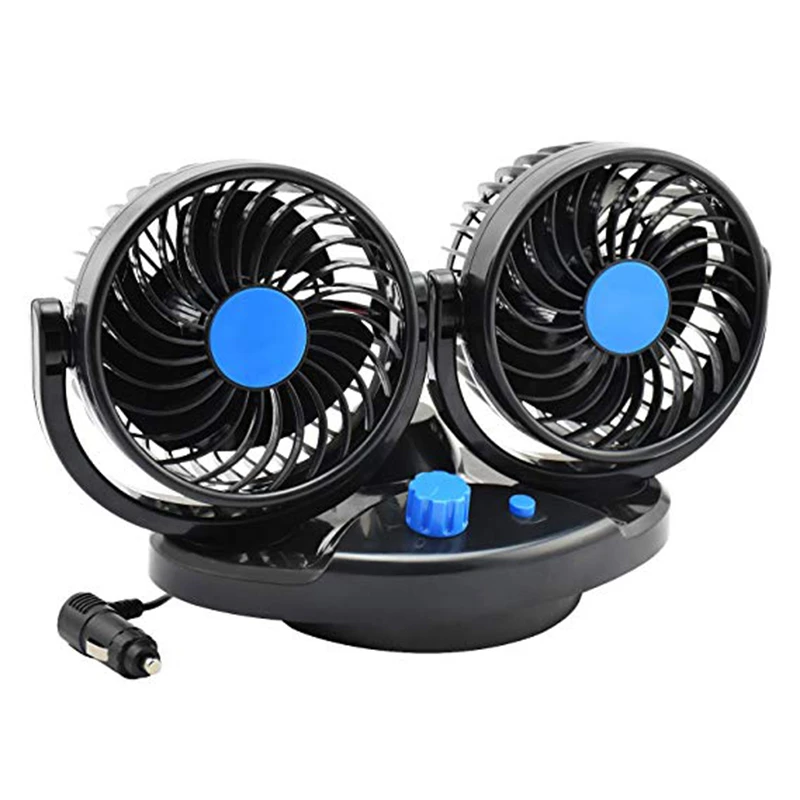 Car Mini Cooling Automatic Swinging Rotary Fan Double Head Electric Fan
