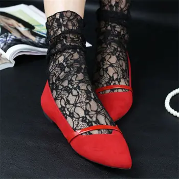 

New 2019 Women Fashion High Socks Girl Lace Ankle Socks Thin Cotton Middle Hosiery Stock Solid Two Colors