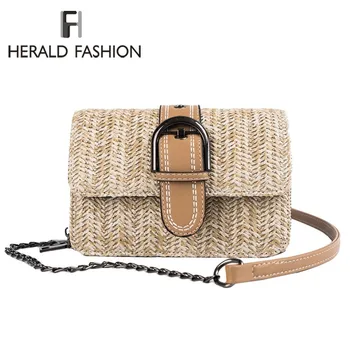 

Herald Fashion Summer Beach Flap Bag Women Messenger Bags Straw Female Shoulder Rattan Bags Woven Ladies Crossbody Bag Bolsa