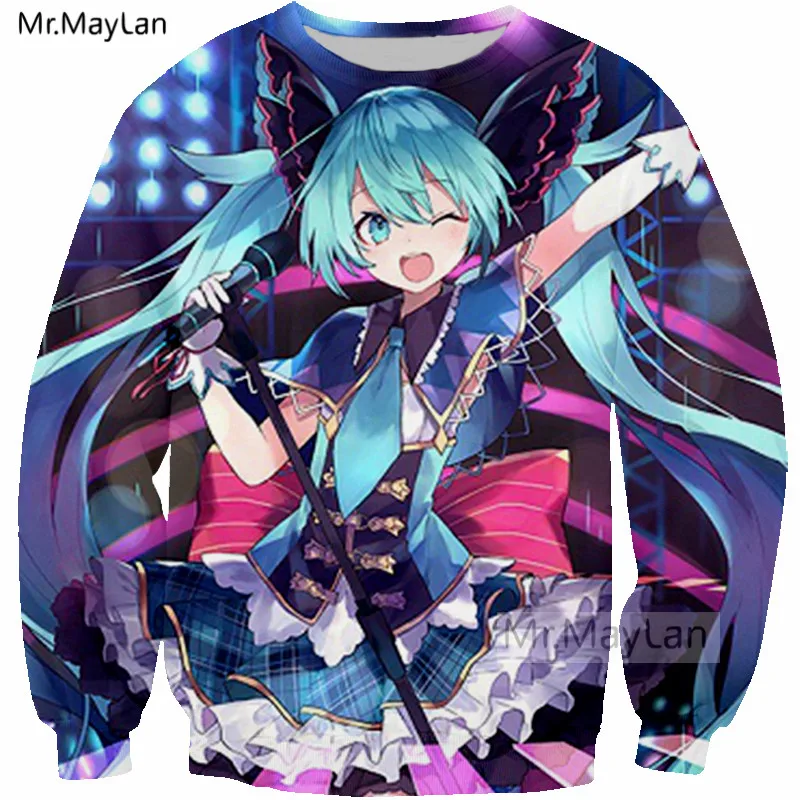 Anime Hatsune Miku 3D Print Sweatshirts Men/Women Cosplay Kawaii Blue Streetwear Hoodie Girls Modis Fashion Clothes Harajuku 5XL