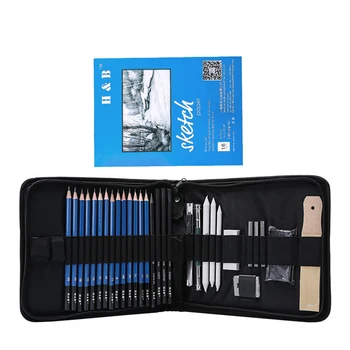 

H&B 35pcs/set Pencils sets Professional Drawing Kit Pencils Sketch Charcoal Pencil Painting Tool Art Supplies with Carrying Bag