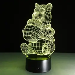 2019 взрыв мультфильм медведь красочные 3D Light Touch включатель светодиодной лампочки стереоскопический свет новый странный ночник