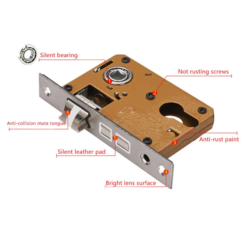 

Stainless Steel Door Handle Lock Interior Door Lock Cylinder Security Silver