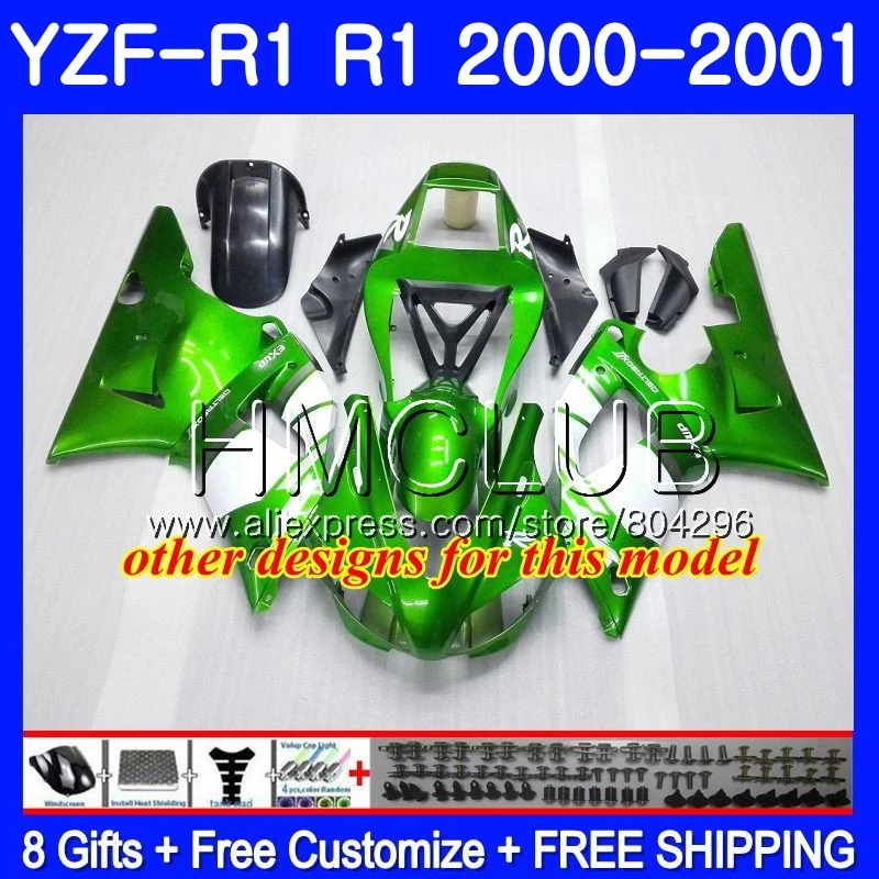 Bodys для YAMAHA YZF 1000 R 1 R1 00 01 Frame 108HM12 YZF1000 YZFR1 2000 2001 обтекатель синий белый!|Комбинезоны| |