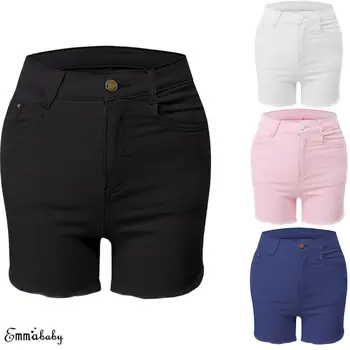 

European Style Solid Color Women Shorts Fashion Burr Decor Denim Shorts Washed Sexy High Waist Super Shorts Summer Jean Shorts