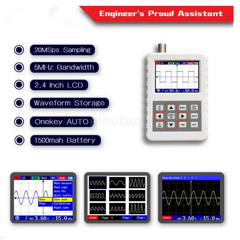 

DSO FNIRSI PRO 5MHz Bandwidth 20MSps Mini Portable LCD Digital Oscilloscope