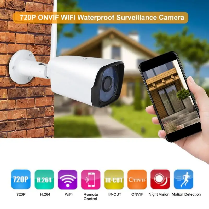 

720P WIFI Waterproof Surveillance Camera Wireless Outdoor IR Night Vision IP Camera