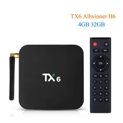 Tx6 Смарт Android 7,1 Tv Box 4 г 32 г Allwinner H6 4 ядра 2,4G + 5G двухъядерный процессор Wi-Fi Bt 4,1 Декодер каналов кабельного телевидения 4 K Hd H.265 Media Player
