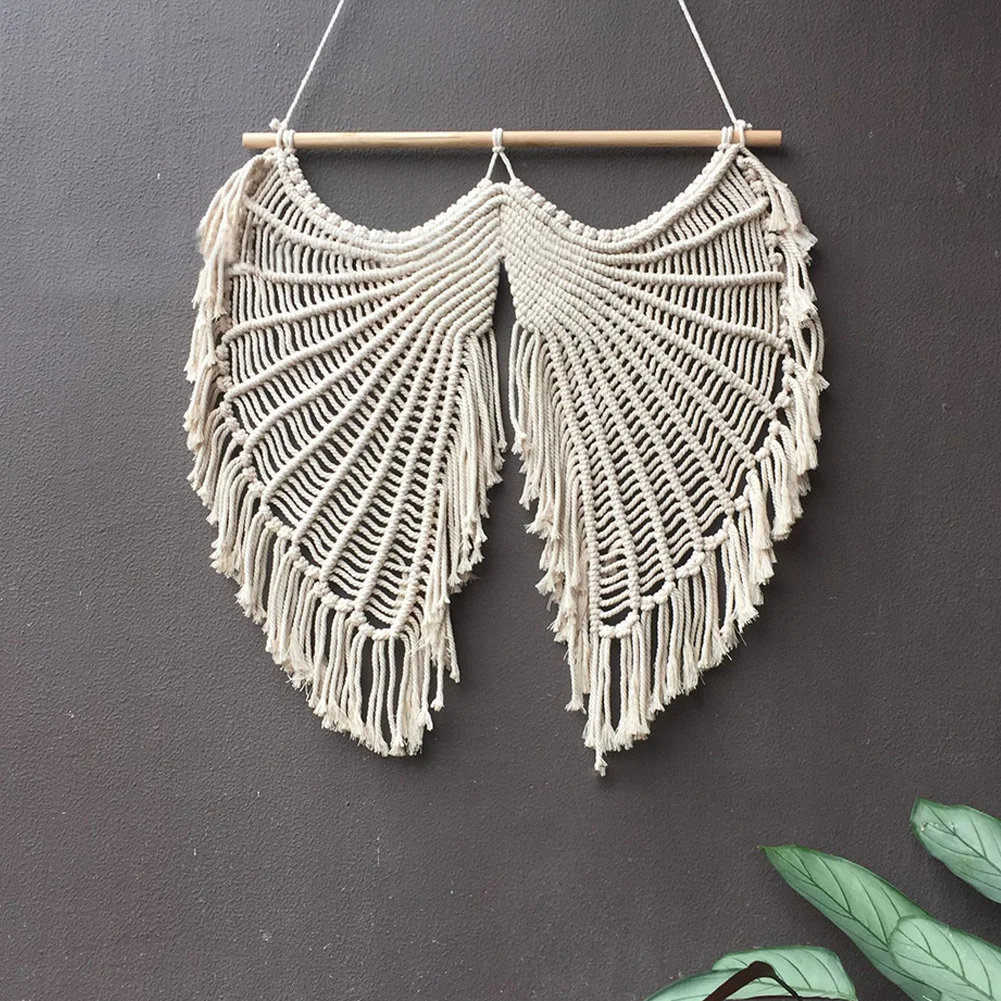 

Angel Wing Design 100% Hand Made Tapestry Macrame Wall Hanging Art Decoration Boho Chic Bohemian Home Deco 57cm/25"W 67cm/26"W