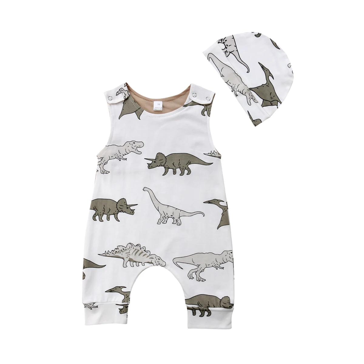 

2PCS Infant Baby Girl Boy Clothes Sleeveless Jumpsuit Romper Sleeveless Hat Outfit Set
