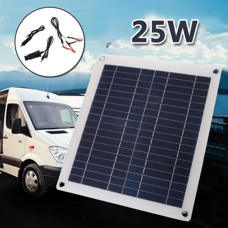 

30W 12V Efficient Mini Solar Panel Flexible Volt Polysilicon Battery Charging System Portable 420*370mm for Home Outdoor