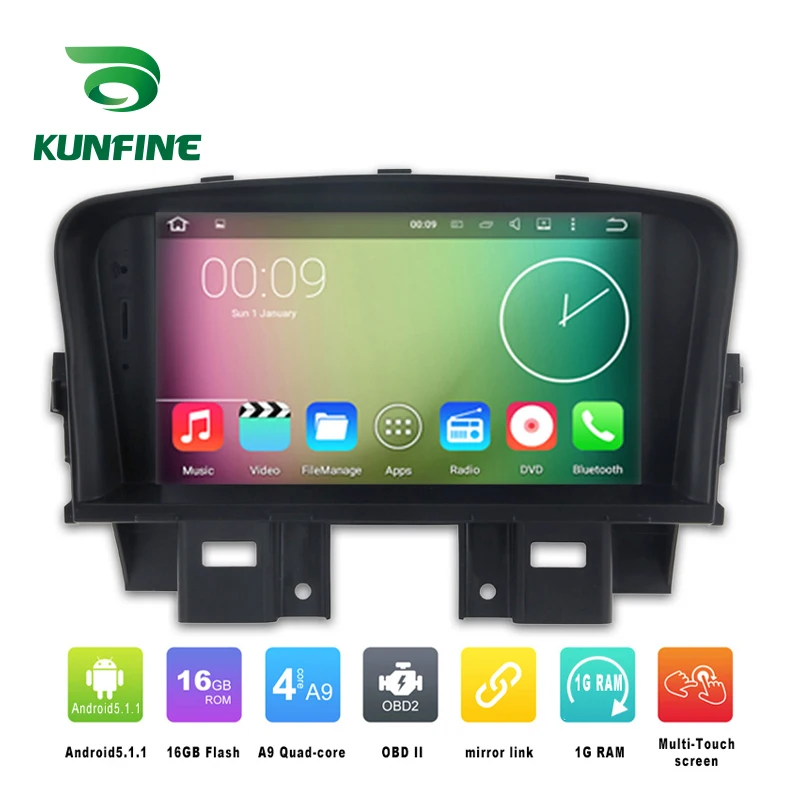 

7 Inch Quad Core 1024*600 Android 5.1 Car DVD GPS Navigation Player Car Stereo for Chevrolet Cruze 2008-2012 with Radio 3G Wifi
