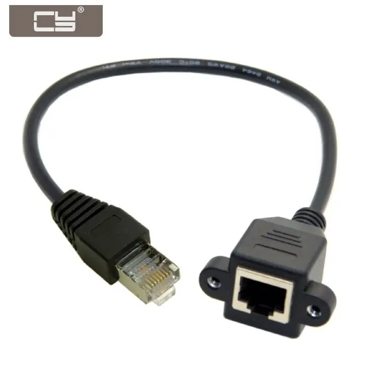 

CYDZ 8P8C FTP STP UTP Cat 5e Male to Female Lan Ethernet Network Extension Cable with Panel Mount Holes 0.3M