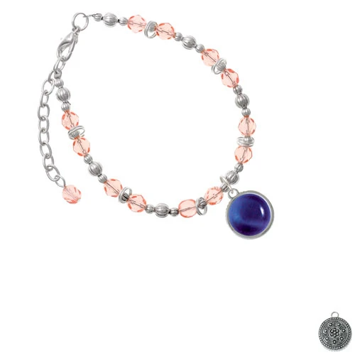 Silvertone Round - Imitation Cat's Eye Blue Pink Beaded Bracelet |