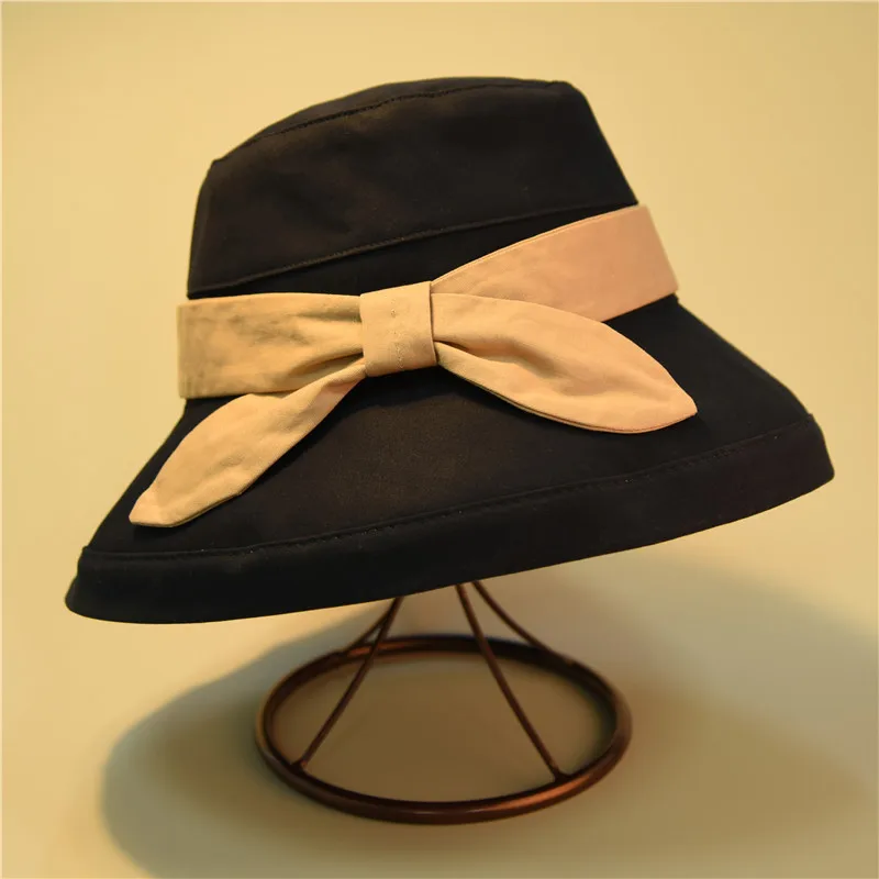 Дизайнерские летние пляжные шапки для рыбака, женская шляпа от солнца с бантом, защита от ультрафиолета, шляпа-Панама для девочек