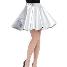 Женская мода расклешённая и в складку Skater юбка диско плиссированная короткая юбка блестящие металлические юбки женские высокие Stree Stage плиссированная юбка