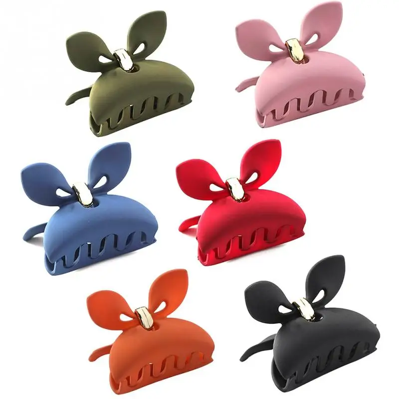 

Trendy Cute Women Girl Matte Bowknot Resin No Slip Hair Clip Claw Hairpin