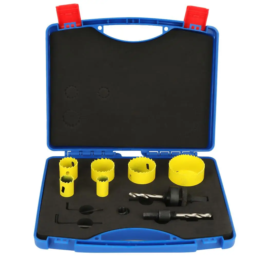 

11 pcs Woodworking Hole Cutter Bi-Metal Holesaw Cutter Tool Hole Saw with Core Drill Bit with Case A2 Extension rod 19mm-57mm